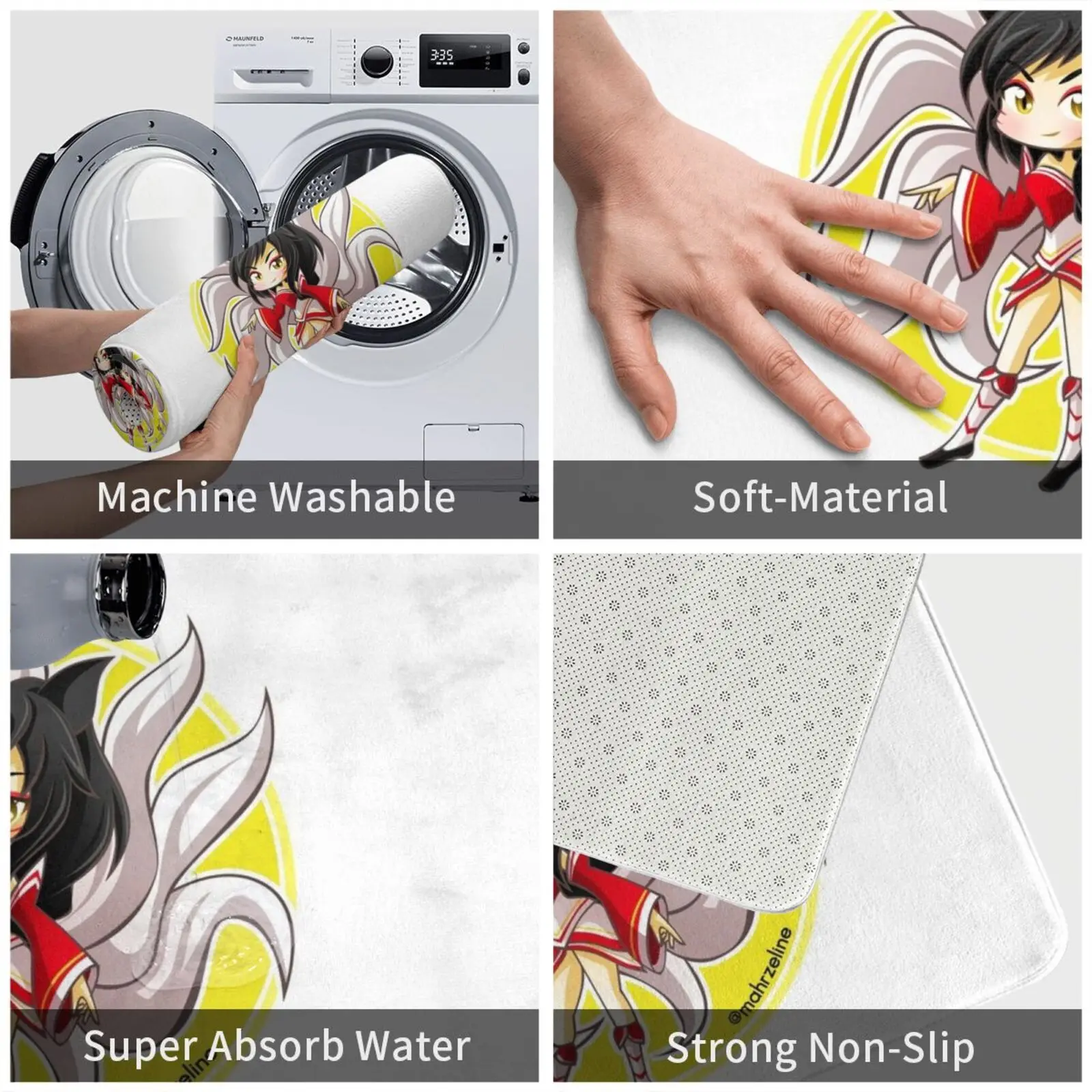 Коврик Ahri коврик подушка Мягкий Нескользящий Riotgames в стиле аниме милый Chibi Kawaii