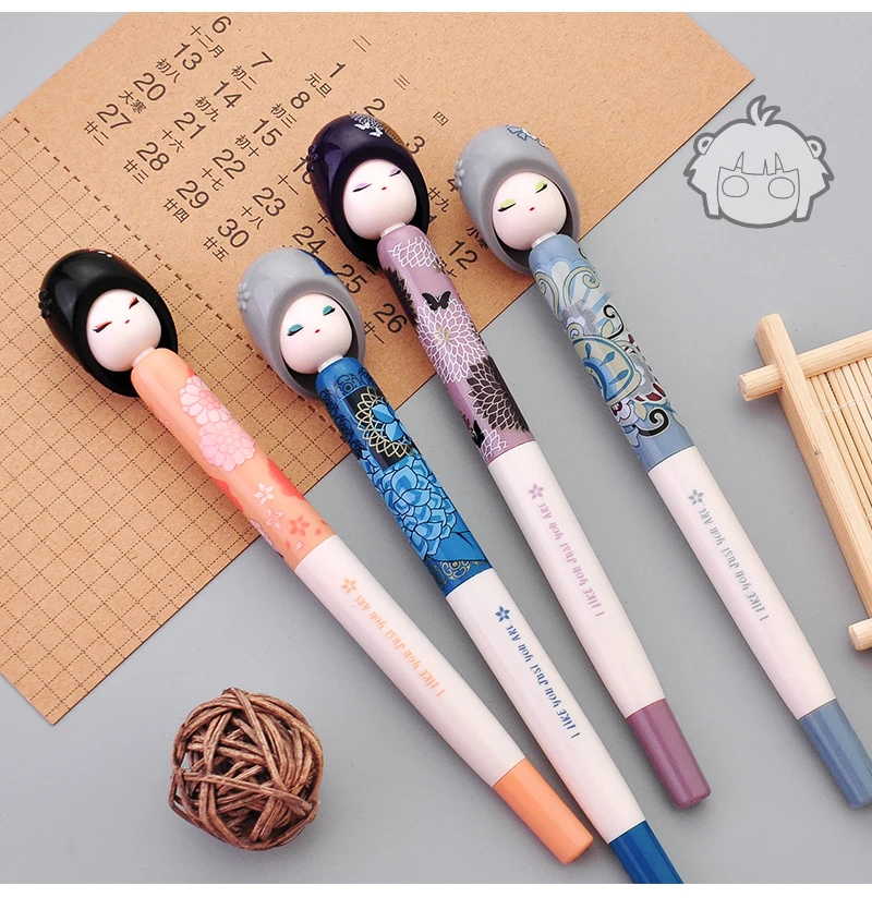 

Japanese Style Creative Gel Pen Student Writing Tools Kawaii Kimono Girl Pens School Gifts Stationery Office Supply 0.5mm Black