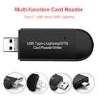 4 в 1 USB OTG телефонный адаптер Многофункциональный кардридер SD TF Type-C USB Micro 8 Pin Dongle для iPhone Android мобильных телефонов