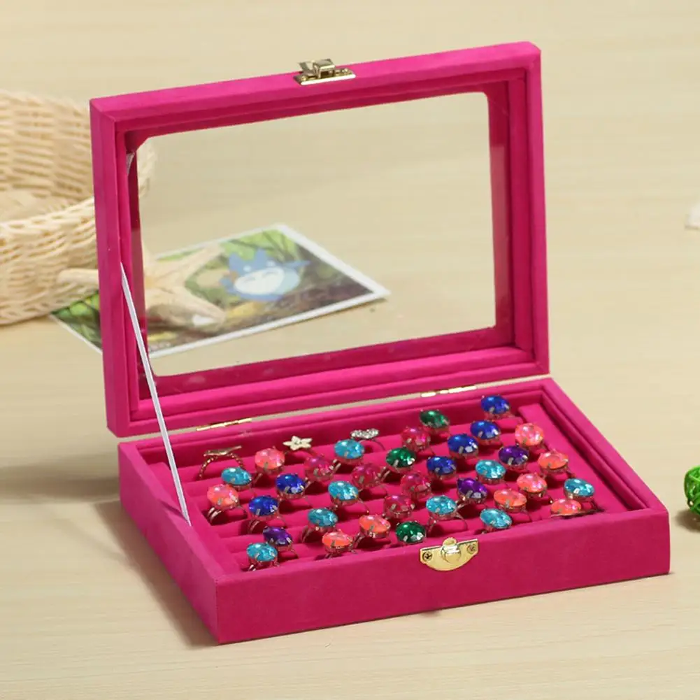 Бархатный Деревянный держатель для сережек и колец шкатулка ювелирных изделий