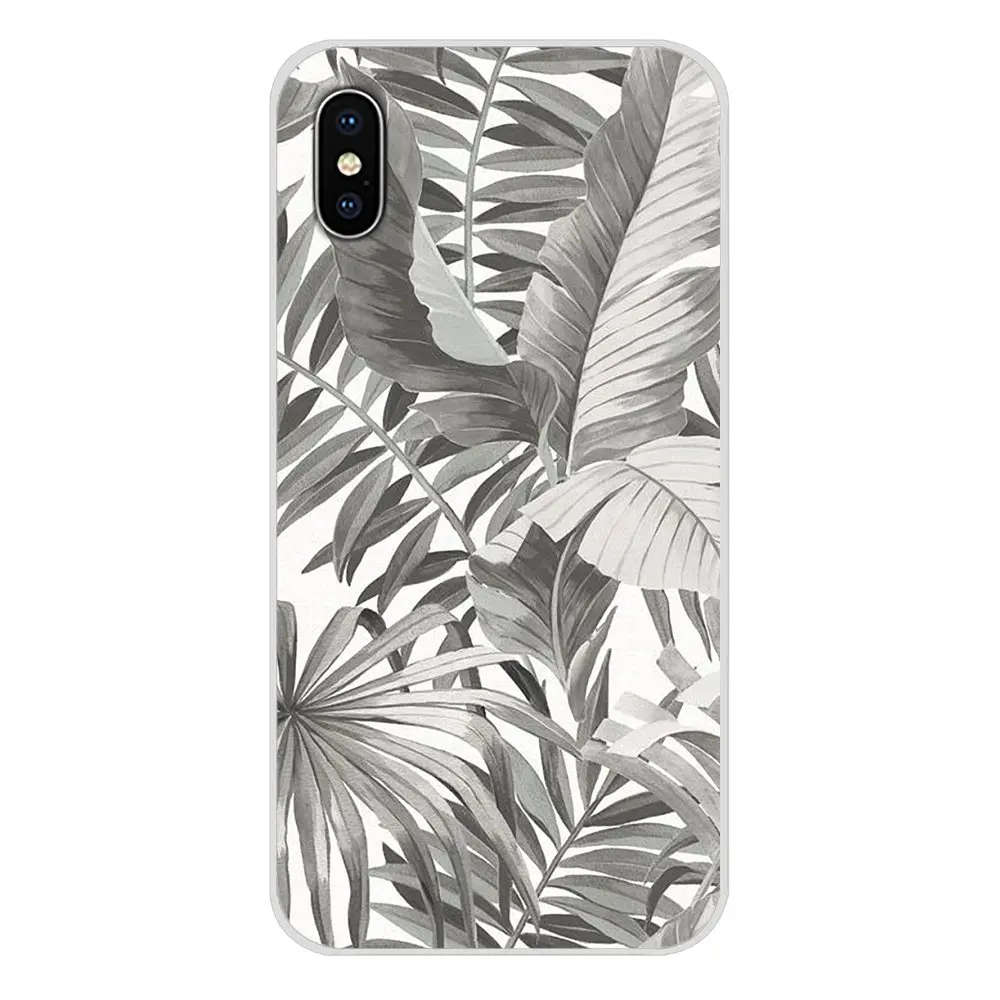 Черный белый Пальмовые Листья пальмы для huawei G7 G8 P7 P8 P9 P10 P20 P30 Lite Mini Pro P Smart Plus мягкий чехол из ТПУ