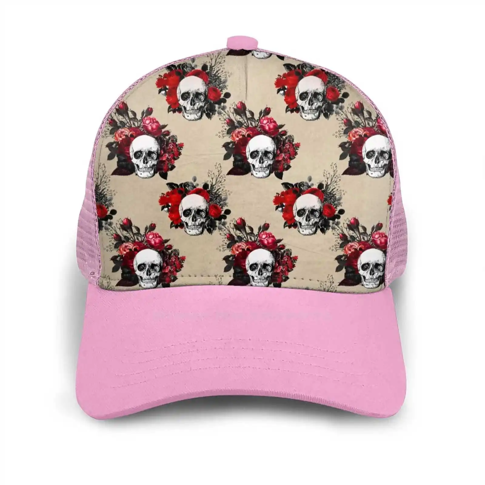 

Red Flower Skull Adjustable Snapback Hats Cap For Men Women Skull Gothic Red Red Skull Gothic Skull