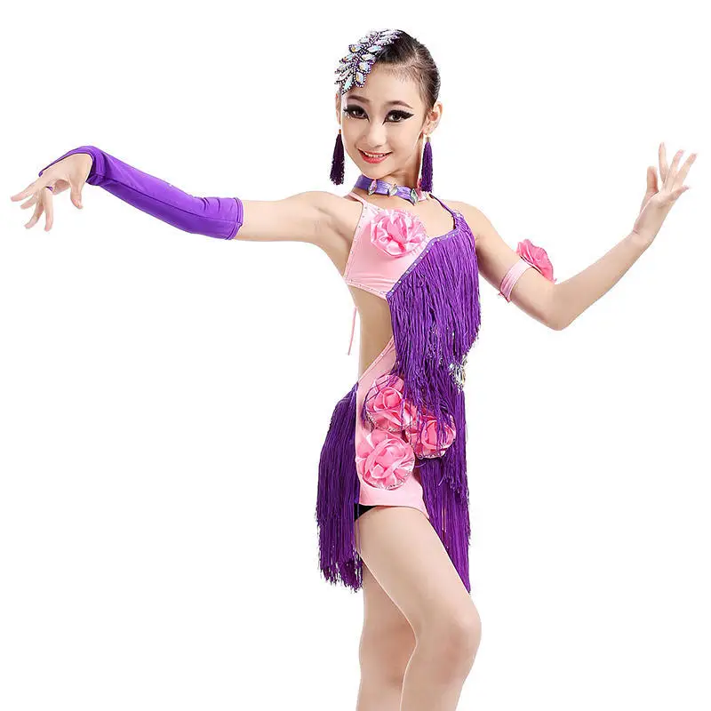 Детское вечернее танцевальное платье элегантное латинское для девочек одежда