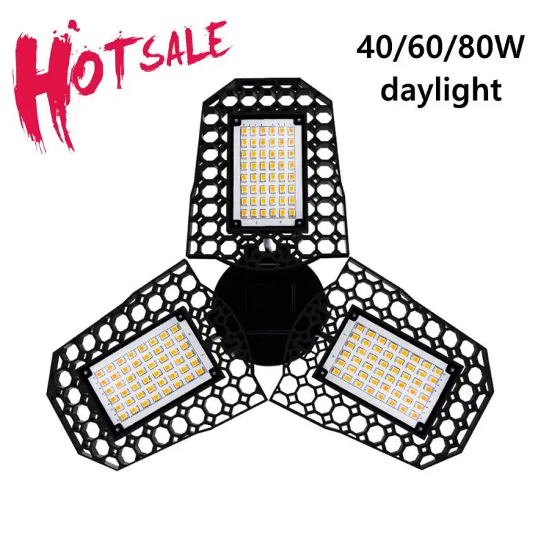 

80W 60W 40W E27 LED Lamp 110V 220V LED Bulb Deformable High Power Smart Light For Warehouse Factory Garage Basement Gym Tools