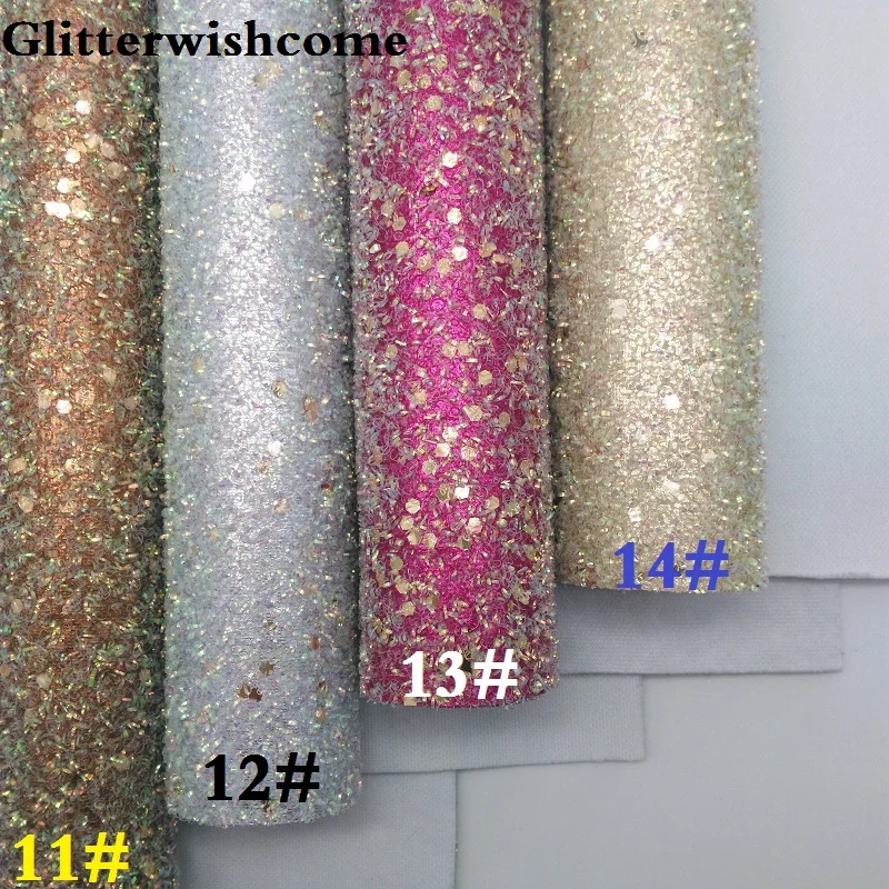 Искусственная кожа Glitterwishcome 21 х29 см Размер A4 крупная блестящая искусственная