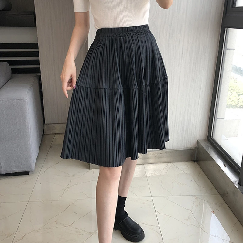 TWOTWINSTYLE винтажные однотонные женские плиссированные юбки с высокой талией Осень