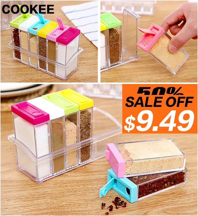 1 комплект 6 приправ кухонная коробочка из акрила для хранения специй приправы