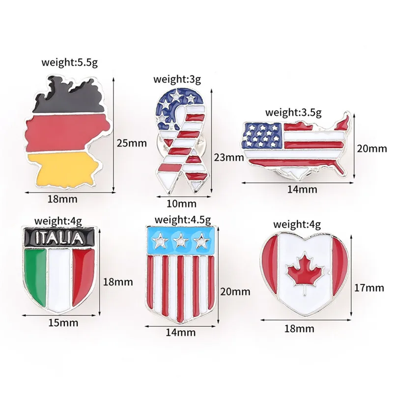 Эмалированная булавка Канада Германия Италия США флаги броши для женщин и мужчин
