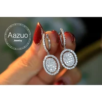 aazuo real 18k white gold real diamonds 1 20ct classic fairy oval hook earrings gifted for women wedding party au750