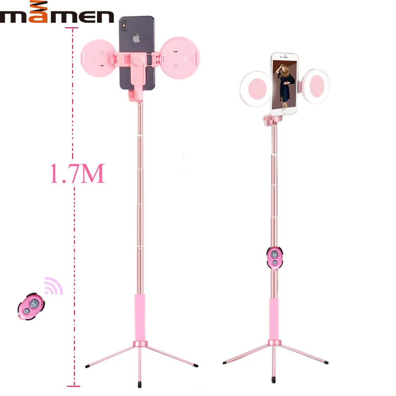Телескопический штатив MAMEN 1 7 м для селфи со светодиодным кольцом телефона