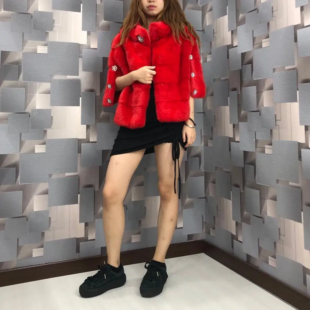 DENVINNY 2020 Natural Mink Fur Coat Fashion Slim for Women|Шубы и дубленки| |