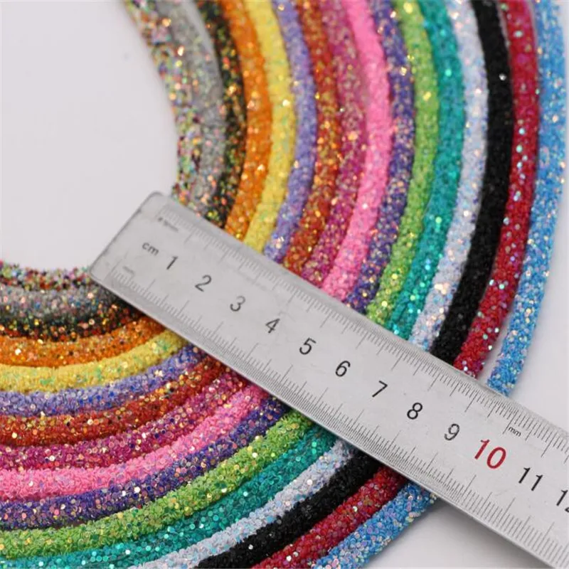 1 ярд разноцветных радужных блесток сверлильные трубки с блестящим порошковым