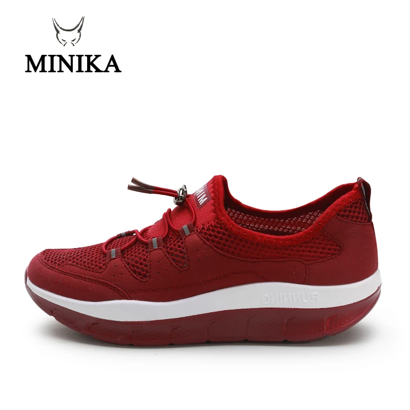 Minika; коллекция года; женская обувь для фитнеса; обувь на платформе с полукруглой танкеткой для похудения; обувь для прогулок; Feminino Zapatillas Deportivas Mujer
