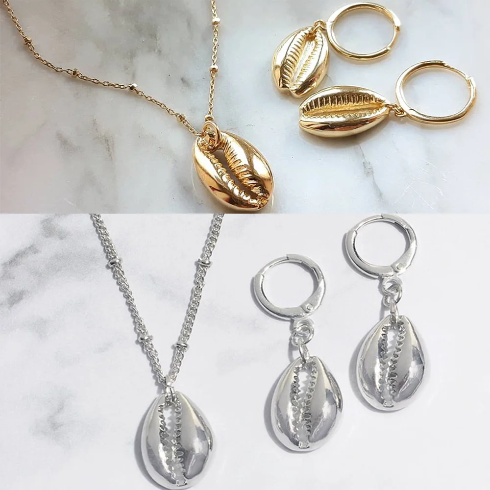 Морской Набор чехлов Богемия коври раковины Серебро Золото цветная подвеска