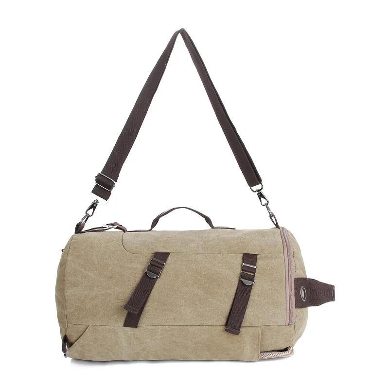 New Style Travel Mountaineering Bag Multi-functional Casual Canvas Sports round Barrel Backpack Outdoor Computer Bag Retro