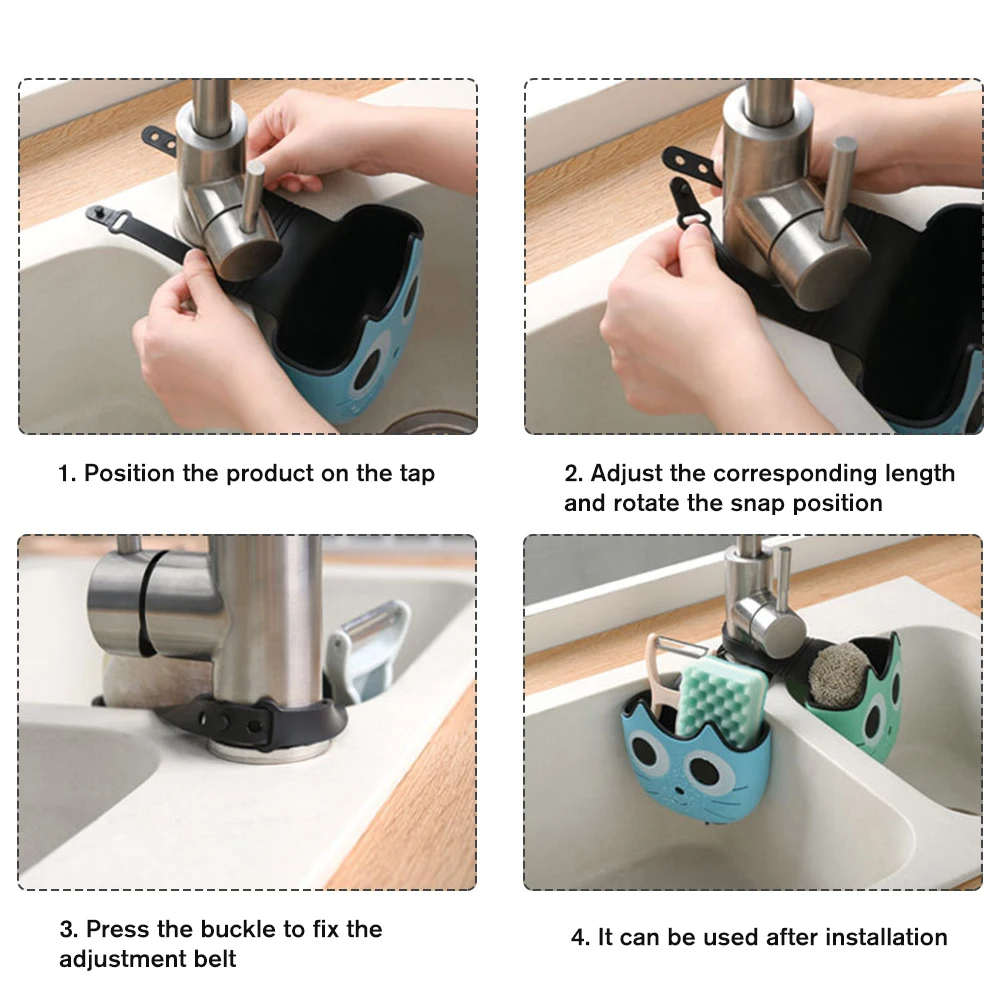 Милый Кот Форма мыло губка держатель раковина дренажная стойка раковиной фильтр
