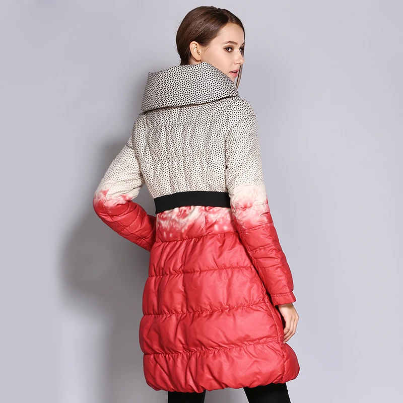 UAICESTAR Brand Fashion Long Straight Winter Down Jacket Women High Quality Casual Parkas Coat Wave Point Slim Stylish Outerwear