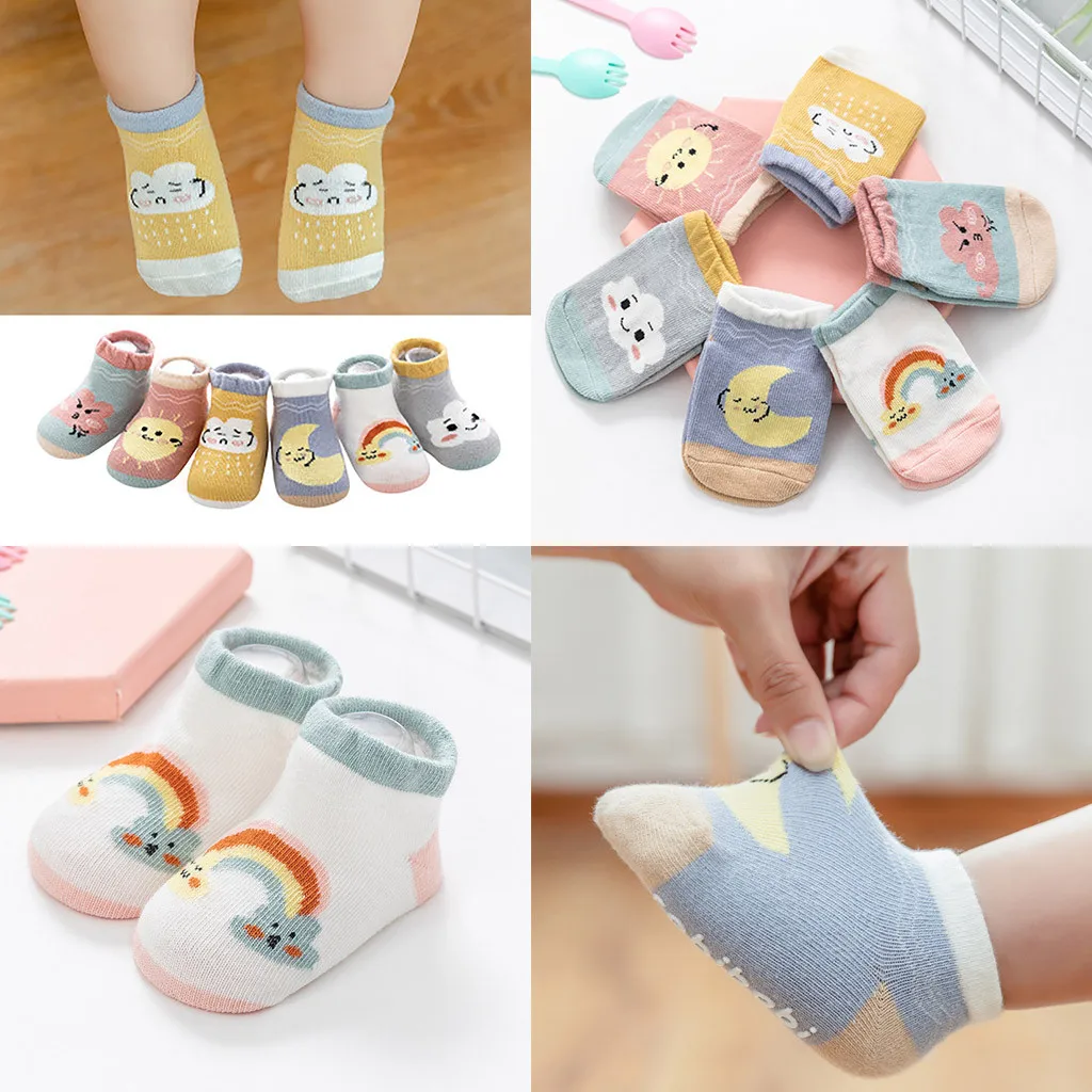 

Kids Infant Baby Boys Girls Breathable Cartoon Weather Print Anti-Slip Socks Baby Supplies