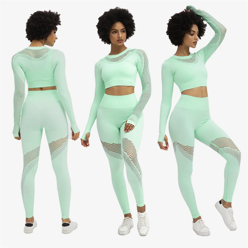 2020 бесшовный комплект для йоги спортивная одежда Женский из 2 предметов дышащий