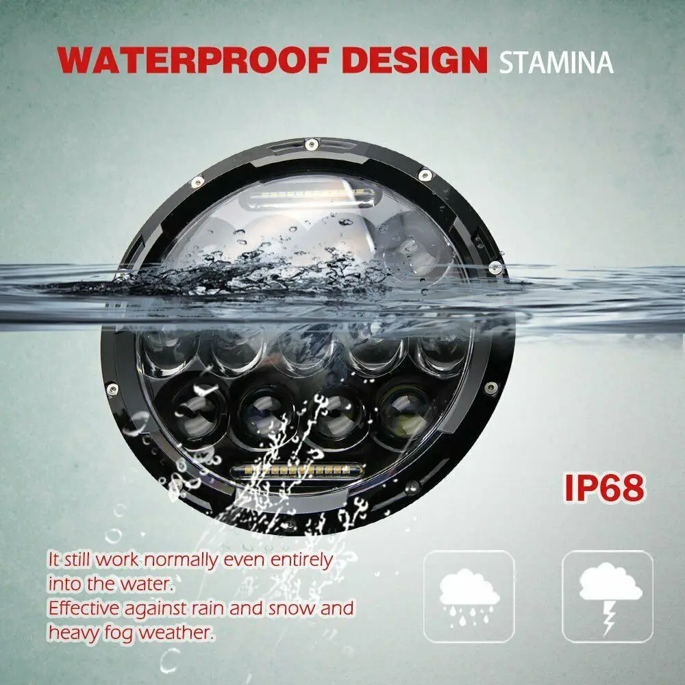 2x7 дюймов 260 Вт круглая светодиодная фара Ближний/Дальний свет для Wrangler JK LJ TJ