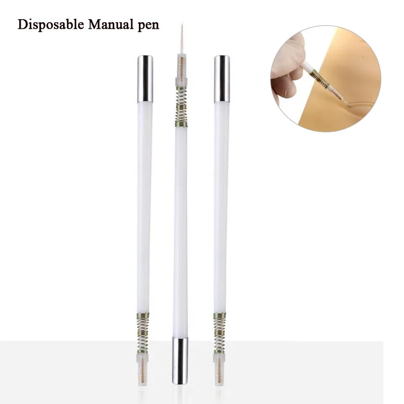 1set Tattoo Manual Pen Permanent Makeup Microblading Accessories Disposable Embroidery Pen with 3pcs 3rl Needles for Eyebrow Lip