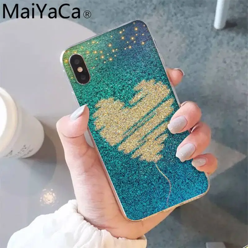 

MaiYaCa Sequins heart shape Phone Case shell for iPhone 5S 8 7 6 6S Plus X XS MAX 5 SE XR 12 11 pro promax fundas