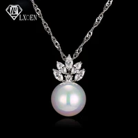 lxoen fashion simulated pearl zirconia flower pendant necklace bridal jewelry for women gift female wedding party jewelry gift