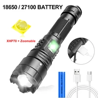 hunting most powerful zoomable led flashlight rechargeable usb torch xhp70 18650 or 26650 battery bright lantern 5 modes