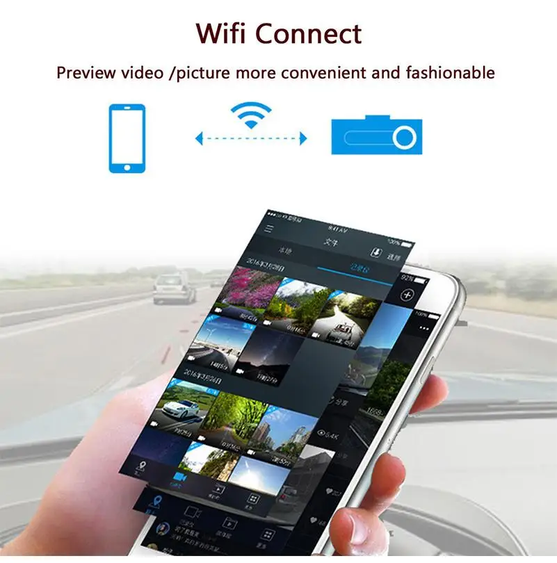 Автомобильный видеорегистратор FC106 Smart WiFi dvr 5MP камера 170 градусов беспроводной 1080P