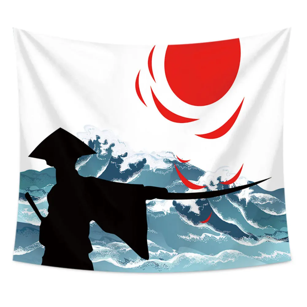

Japanese Wall Tapestry Landscape Sun Waves Spray Psychic Art Hippie Tapestry Wall Hanging Anime Blanket Boho Home Decor Retro