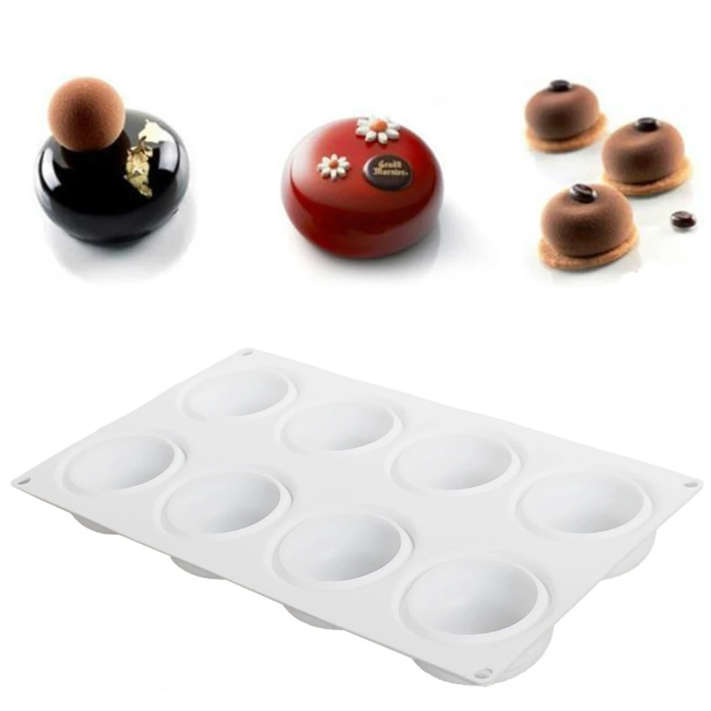 

8 Cavity Round Shape Cake Mold For Baking Dessert Ice-Creams Mousse Chocolate Truffle Candy and Gummy Mold P160
