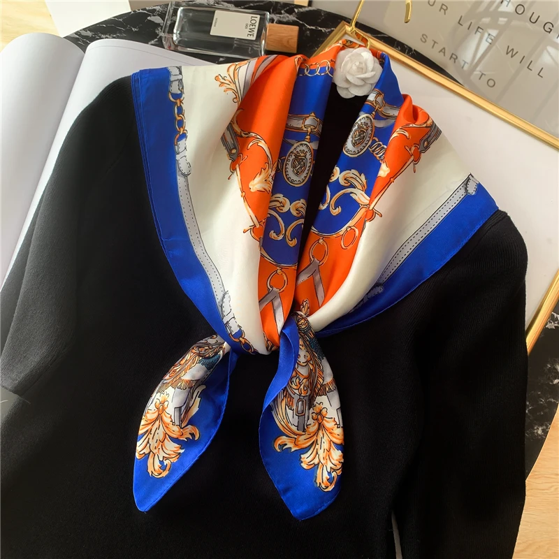 

Elegant Silk Scarf Square Shawl Print Women Neck Scarves Wraps Foulard Female Bandana Hair Head Band Kerchief 2021 New
