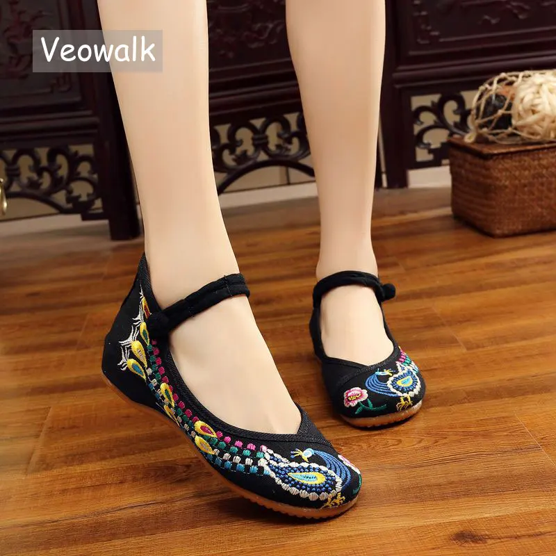 Veowalk модные женские туфли ручной работы на плоской подошве в стиле старого Пекина