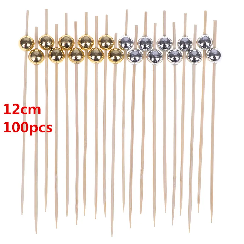 100 шт. 12 см деревянные зубочистки Коктейльные блестки искусственные бамбуковые