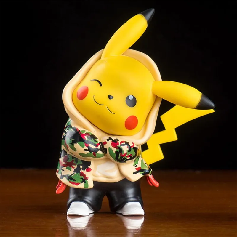 

POKEMON Camouflage Fashion Clothes Anime Figure Pikachu Pocket Monster Action Figure Model Toys Pikachu Pet Elf Gifts Pokemon