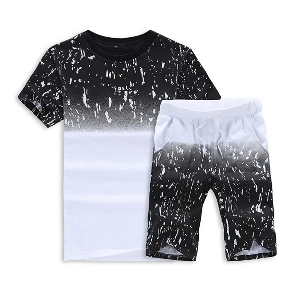 

Men's suit two-piece summer new fashion men's short-sleeved sports suit men's printed breathable men's sportswear