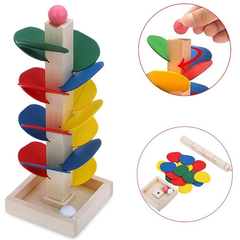 

Wooden Tree Marble Ball Run Track Game Educational Toy Baby Kids Children Intelligence Early Educational Toy