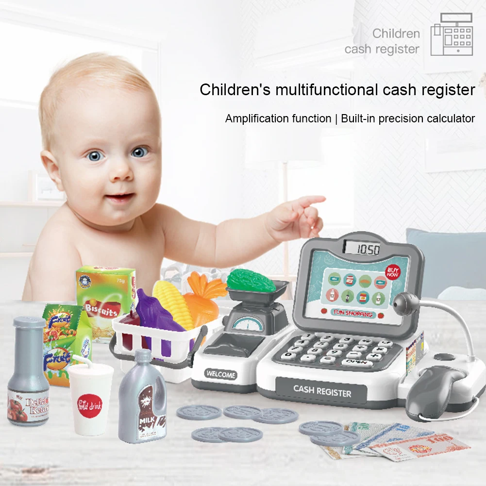 

Shop Vegetables Fruits Checkout Pretend Play Cashier Supermarket Counter Simulation Gifts Cash Register Toy Multifunctional