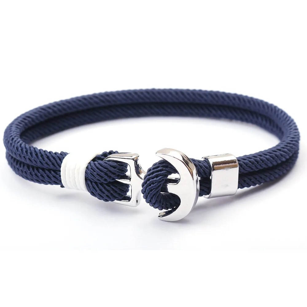 

New Navy Blue Thread Rope Women's Bracelet Pirate Pendant Bracelet Couple Lucky Anchor Sailor Bracelet Jewelry Gift wholesale