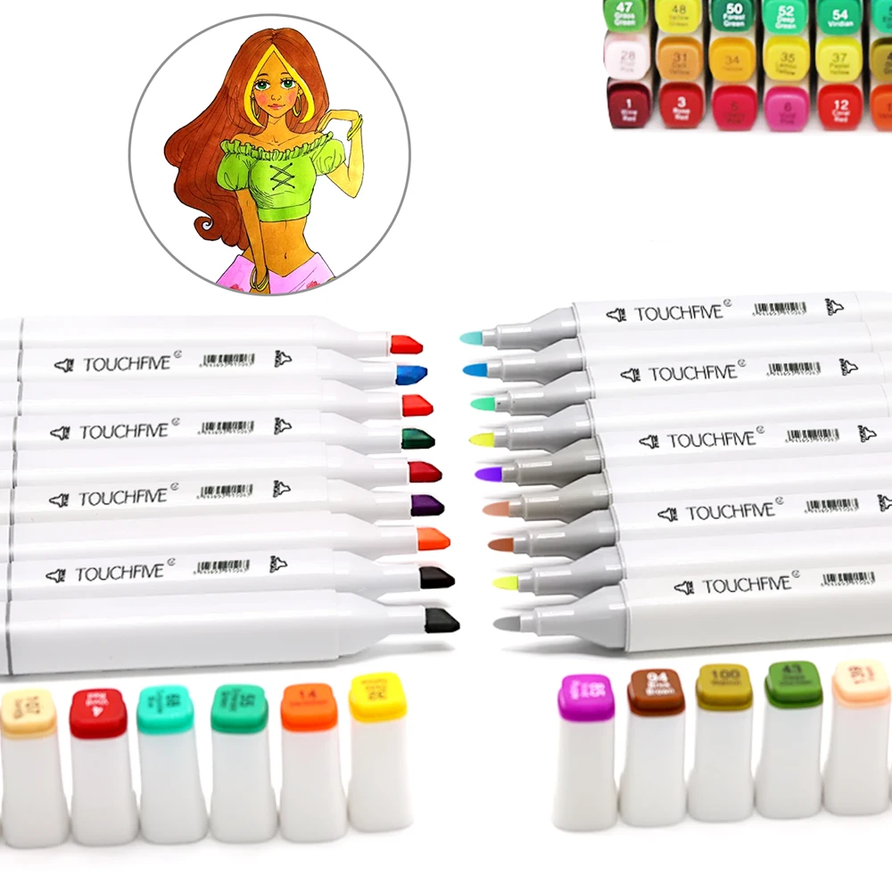 

TouchFive Markers 12/80/168 Color Sketch Pen Double Tips Alcoholic pens art markers set pen sketching markers brush supplies