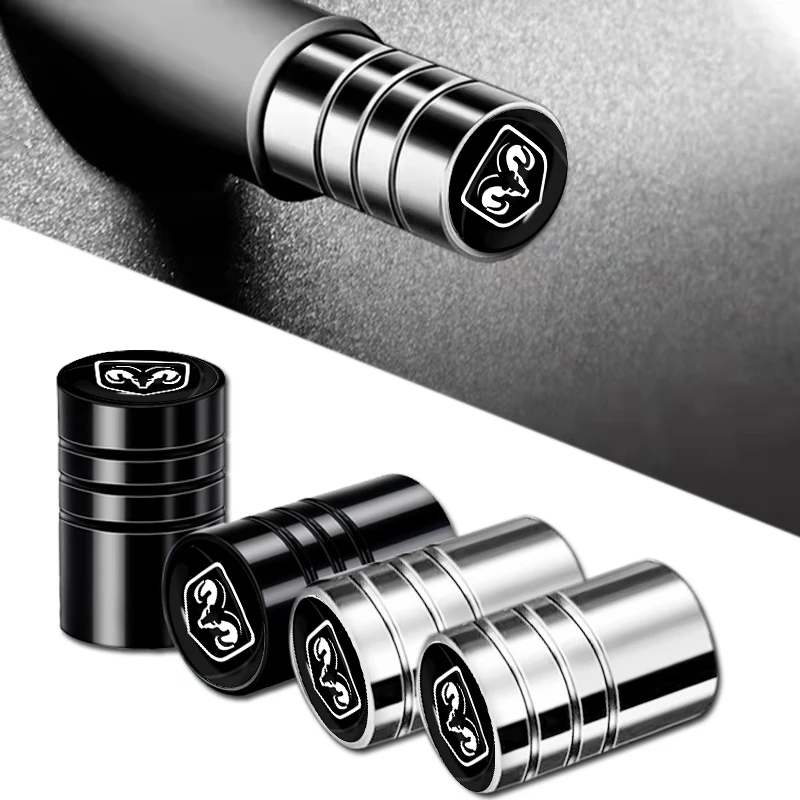 

4pcs Car Logo Metal Tire Valve Dust Cover for Dodge Charger Dart Feng Zhe Coolway Durango Challenger RAM Durango SRT Charger