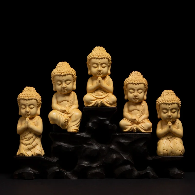 Статуя маленького Будды 7 8 см Shakyamuni Boxwood статуя фэн шуй скульптура ремесла