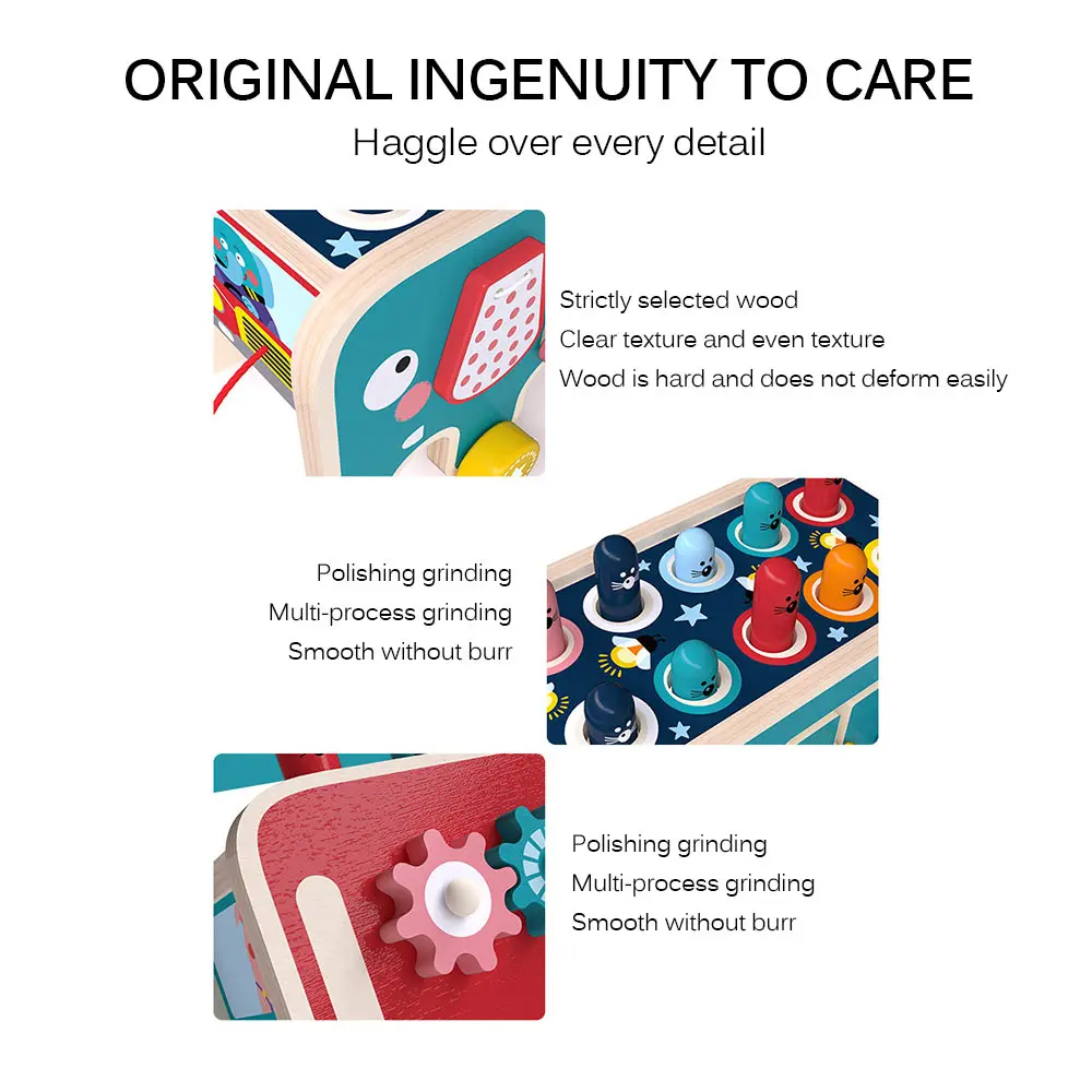 

Wooden Play Whac-A-Mole Musical Educational Montessori Toys Early Learning Color Number Matching Fishing Board Game Piano Car