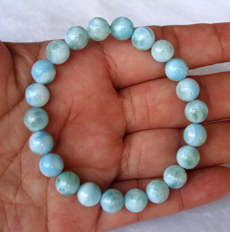 Free Shipping Natural Larimar Round 8mm Beads Bracelet Women Jewelry Accessories Weddings Parties Birthday Gift | Украшения и