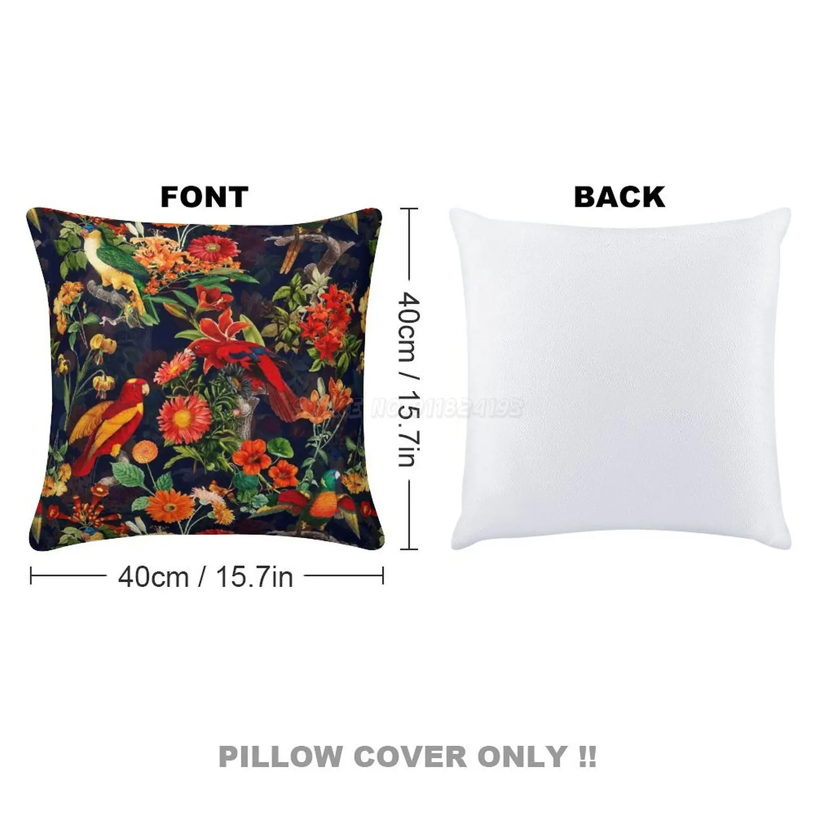 Винтажный чехол с тропическими птицами ночью джунглями садом темно синими