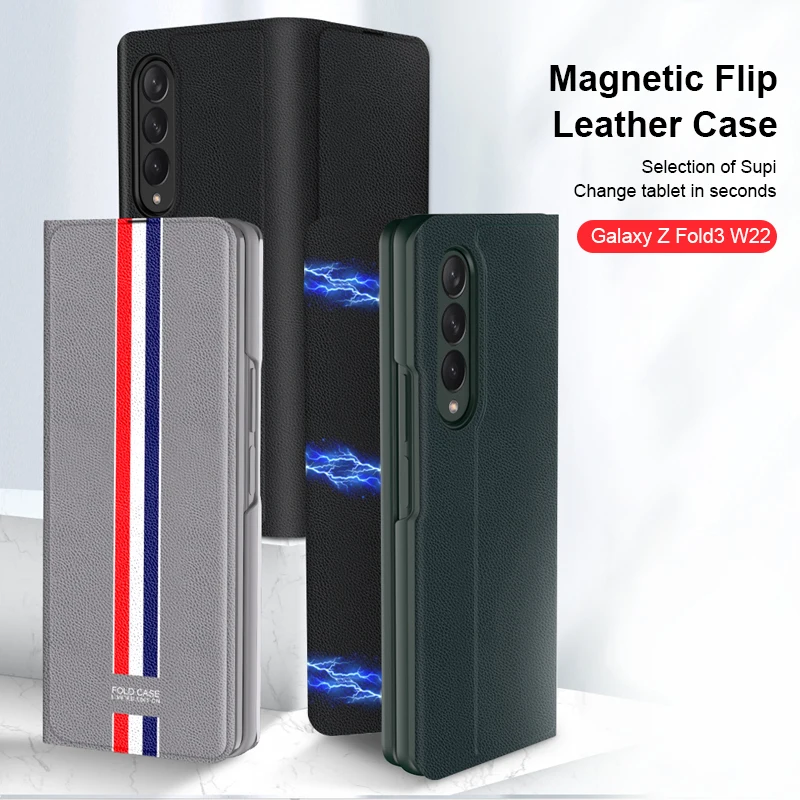 

Magnetic Flip Leather Case For Samsung Galaxy Z Fold 3 Cases Luxury Foldable Phone Cover For Galaxy Z Fold 3 5G Case funda