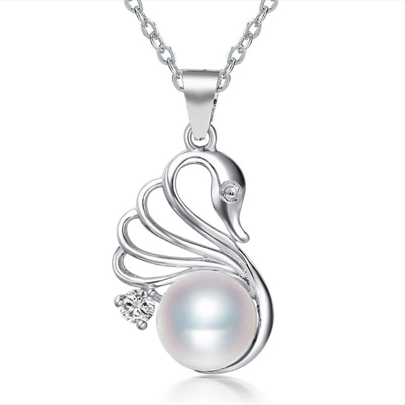 DMCPFP002 8 9 мм жемчужная подвеска Лебедь Настоящее серебро 925 пробы жемчужное