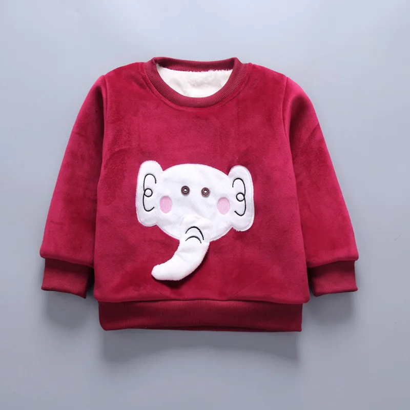 

Baby Boy Girl Velvet Warm Clothes Cartoon Printing Plus Velvet Thick Coat Hooded Set Toddler Cartoon Costume 3 Piece