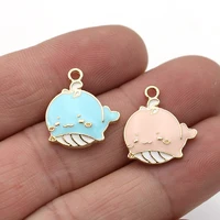 10pcs enamel gold color whale charms pendant for jewelry making earrings bracelet necklace accessories diy craft findings