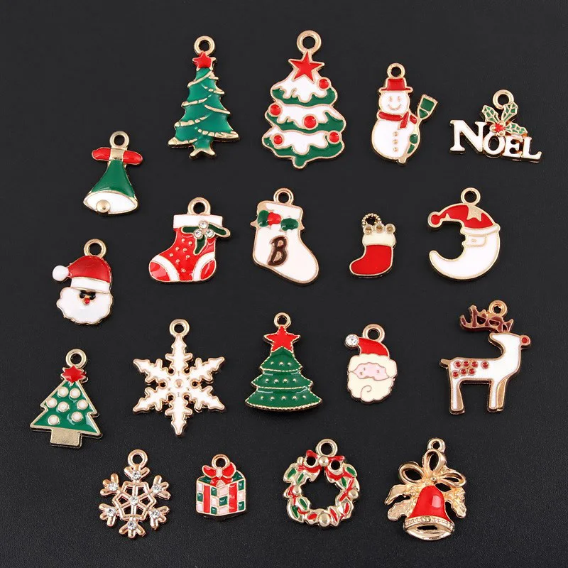 19 шт смесь мульти разноцветной эмалью Рождественские Подвески носки со